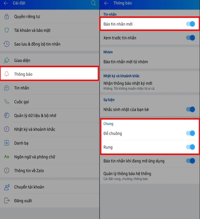Bật/ tắt thông báo Zalo theo nhu cầu sử dụng 1