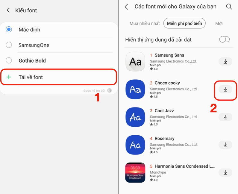 Hướng dẫn cách đổi phông chữ trên điện thoại Samsung 3