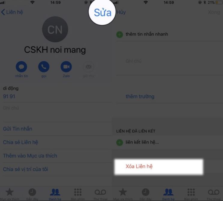 Hướng dẫn cách xóa số điện thoại trong danh bạ iPhone 0