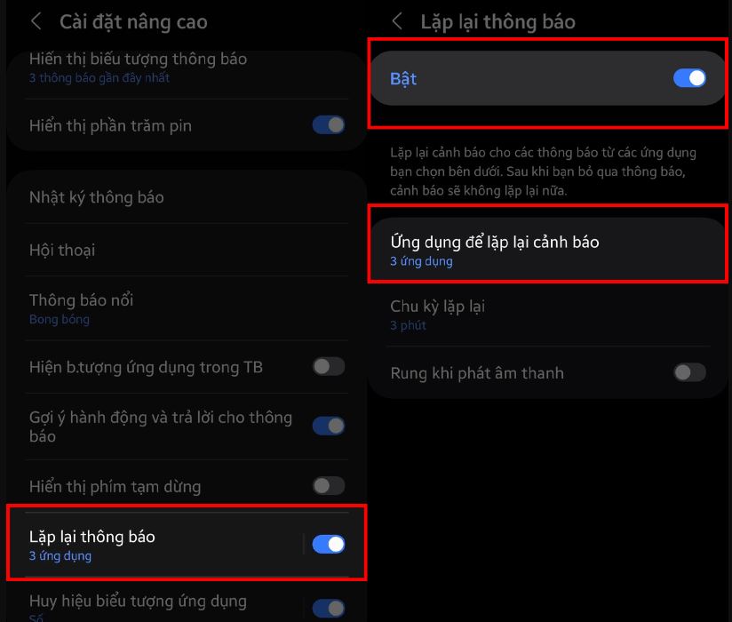 Hướng dẫn cách bật lặp lại thông báo trên Samsung nhanh nhất