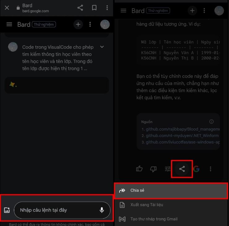 Hướng dẫn cách chia sẻ cuộc trò chuyện Google Bard siêu dễ