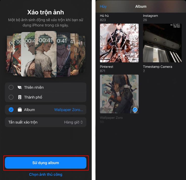 Chi tiết cách cài album ảnh làm màn hình khóa iPhone