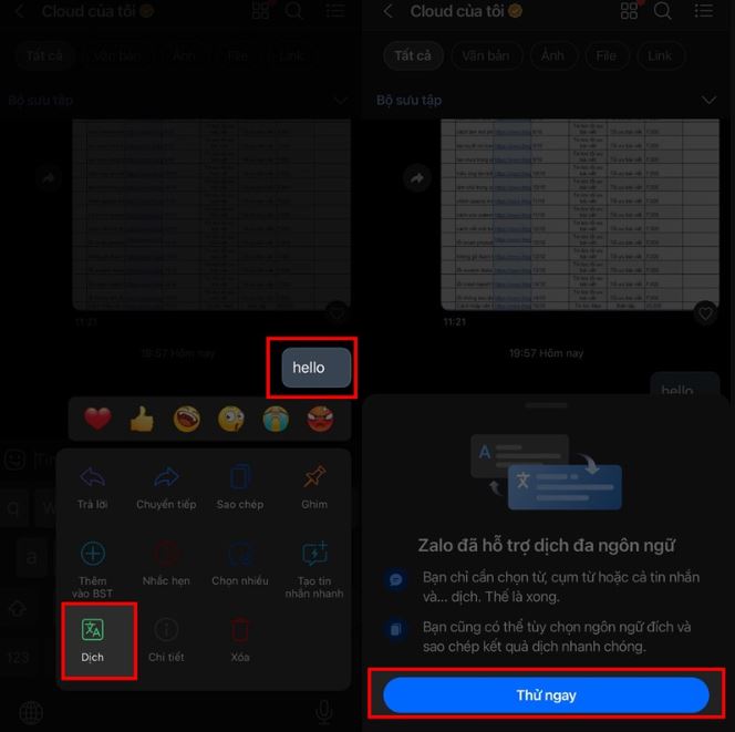 Cách dịch tin nhắn trên Zalo đơn giản, chính xác